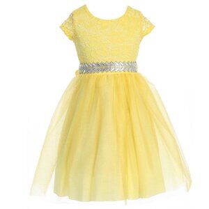 Big Girls Junior Girls Cap Sleeve Floral Lace Easter Wedding Flower Girl Dress